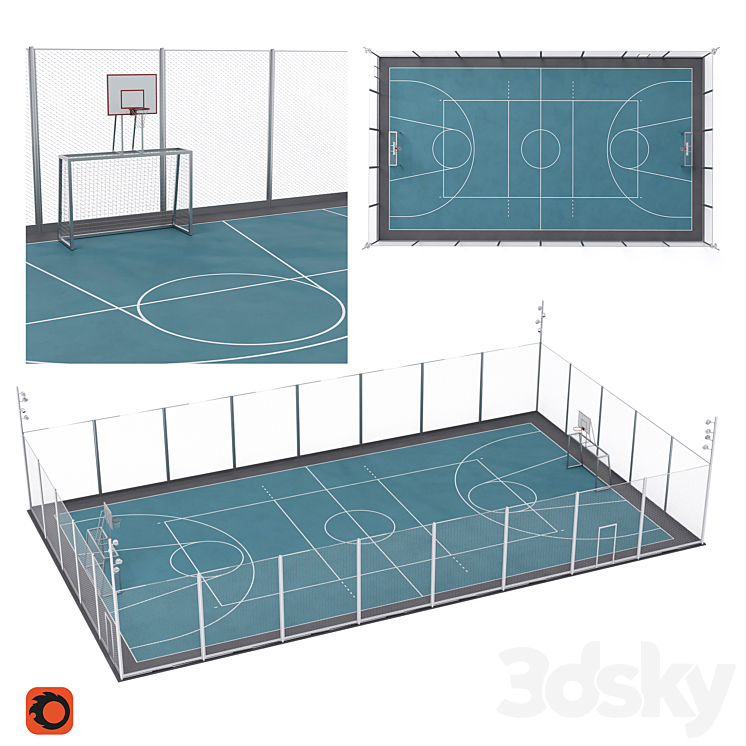 Universal fenced sports ground 3DS Max - thumbnail 1