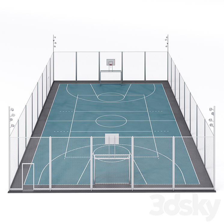 Universal fenced sports ground 3DS Max - thumbnail 2