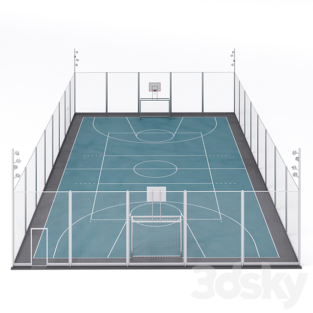 Universal fenced sports ground 3DSMax File - thumbnail 2