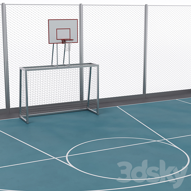 Universal fenced sports ground 3DSMax File - thumbnail 5