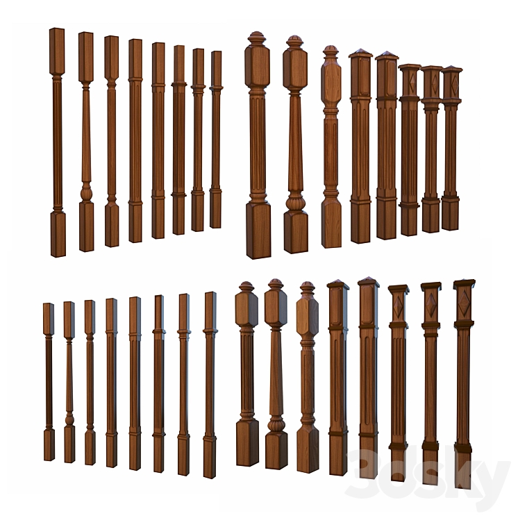 8 posts and balusters 8 3DS Max - thumbnail 1