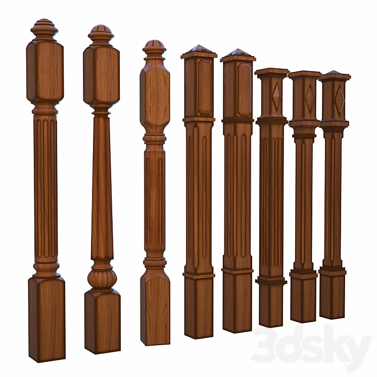 8 posts and balusters 8 3DS Max - thumbnail 2