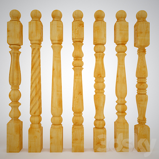 A collection of columns and balusters 3DSMax File - thumbnail 3