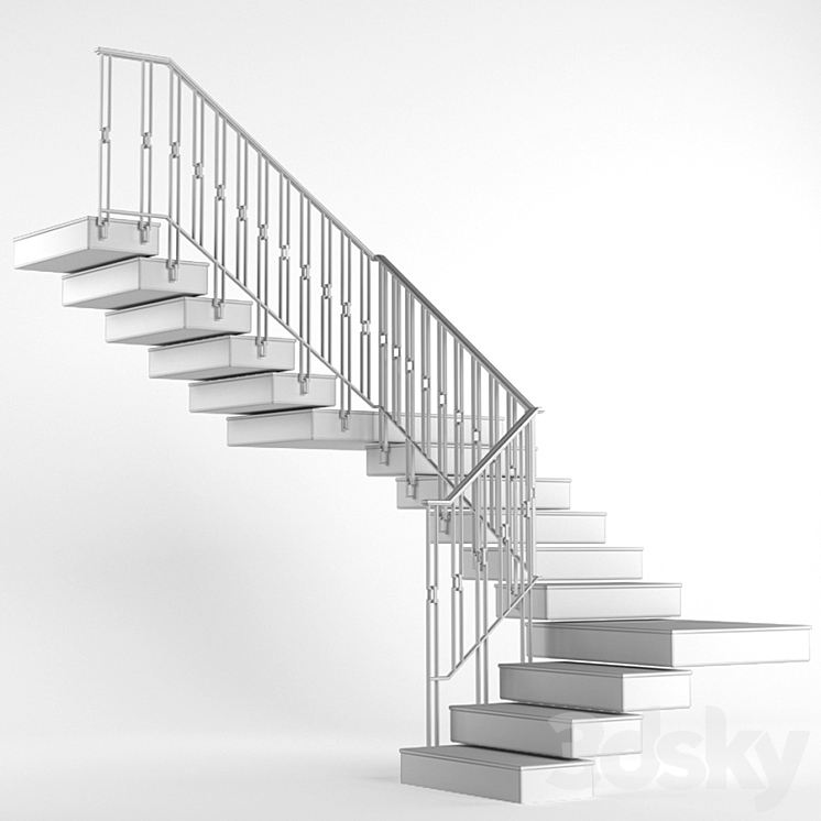 Art Deco marble staircase with lighting 3DS Max - thumbnail 2