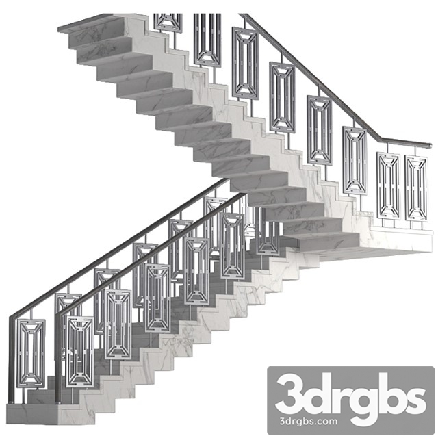 Art deco marble stairs 3dsmax Download - thumbnail 1