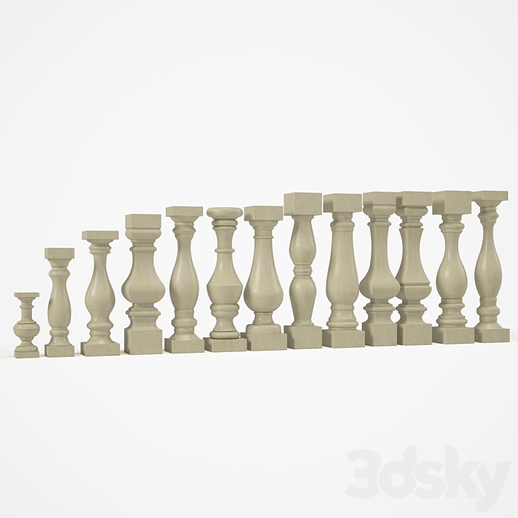 balusters set 3DS Max - thumbnail 1