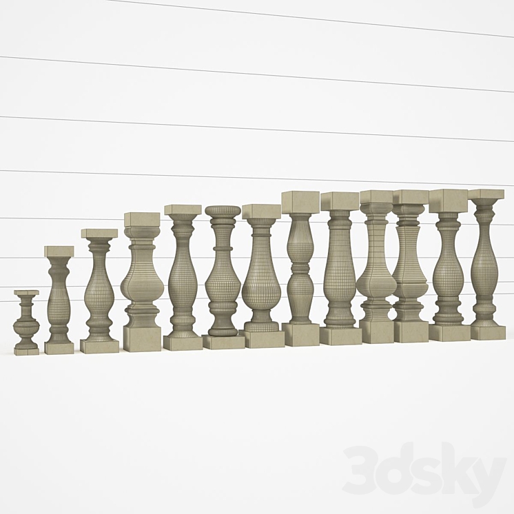 balusters set 3DS Max - thumbnail 2