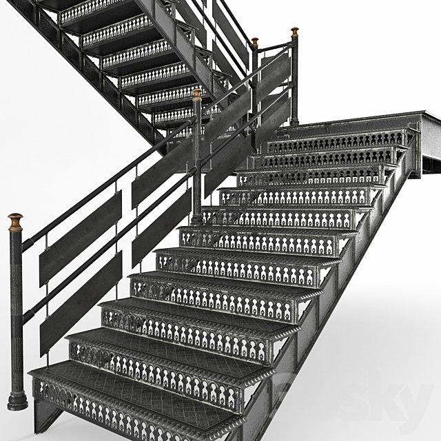 cast-iron staircase 3ds Max - thumbnail 1