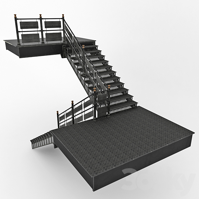 cast-iron staircase 3ds Max - thumbnail 2