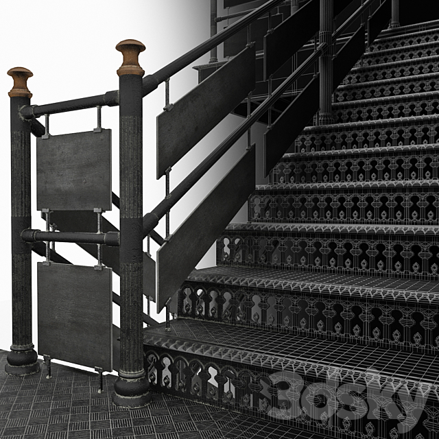 cast-iron staircase 3ds Max - thumbnail 3