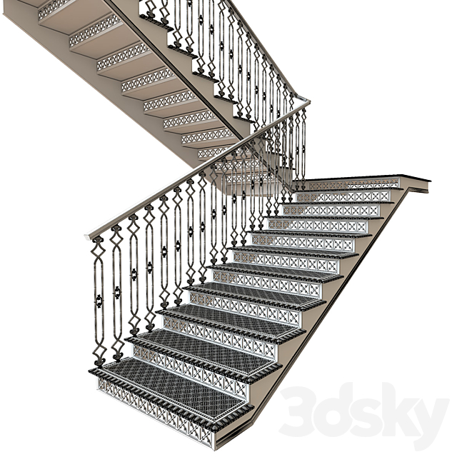 Cast-iron staircase 3DS Max Model - thumbnail 2