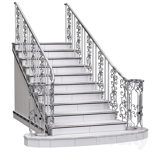 Classic interior stairs 3DS Max Model - thumbnail 3