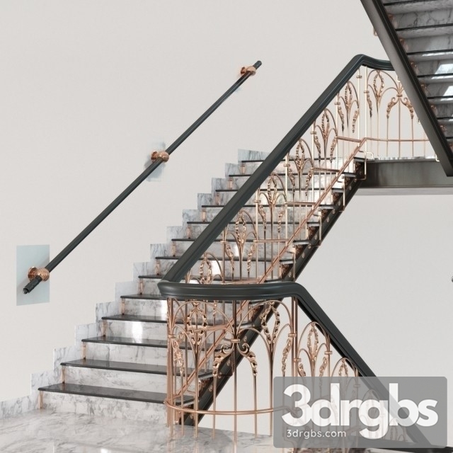 Classic Marble Copper Stairs 3dsmax Download - thumbnail 1