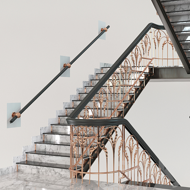 Classic Marble Copper Stairs 3DSMax File - thumbnail 1