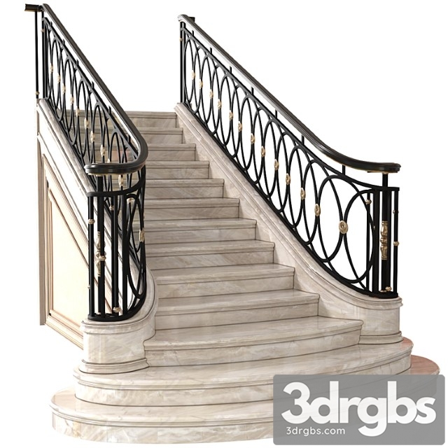 Classic marble staircase in art deco style.modern interior stair - thumbnail 1