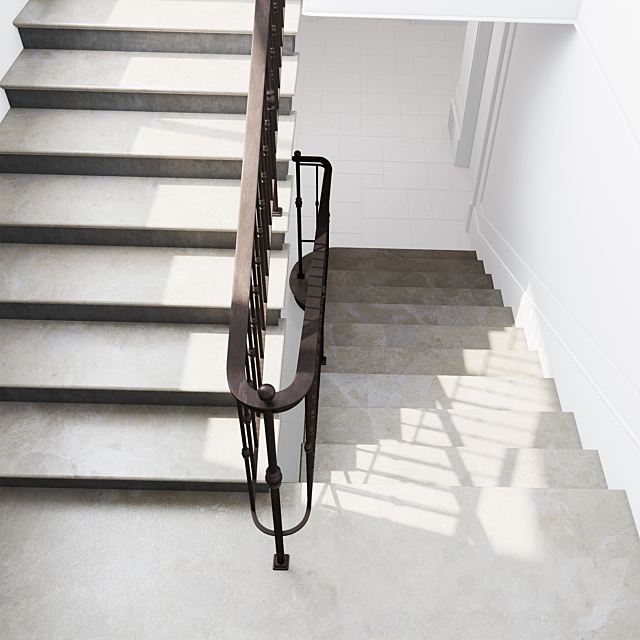 Classic Stair with Iron railing 3DS Max Model - thumbnail 2