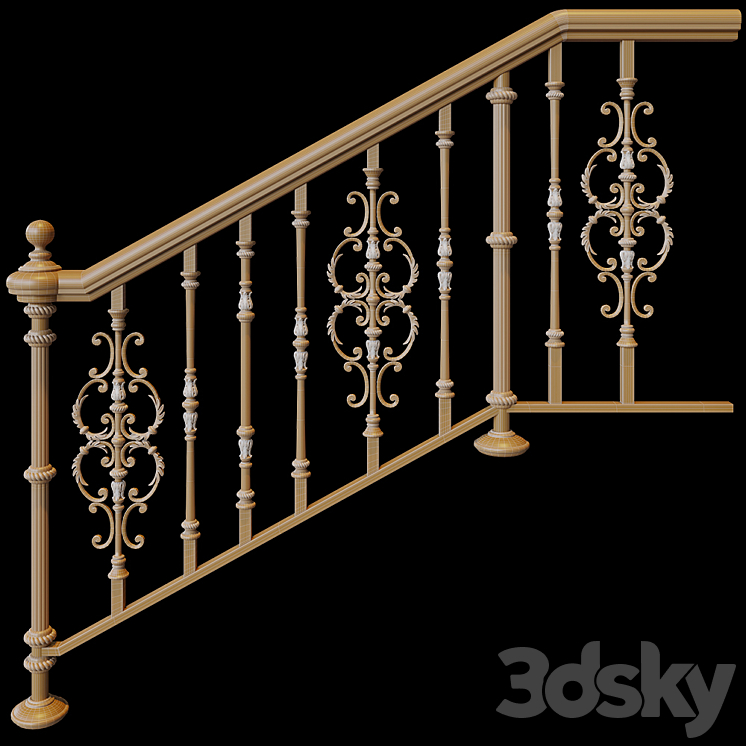 Classic staircase 3DS Max - thumbnail 2