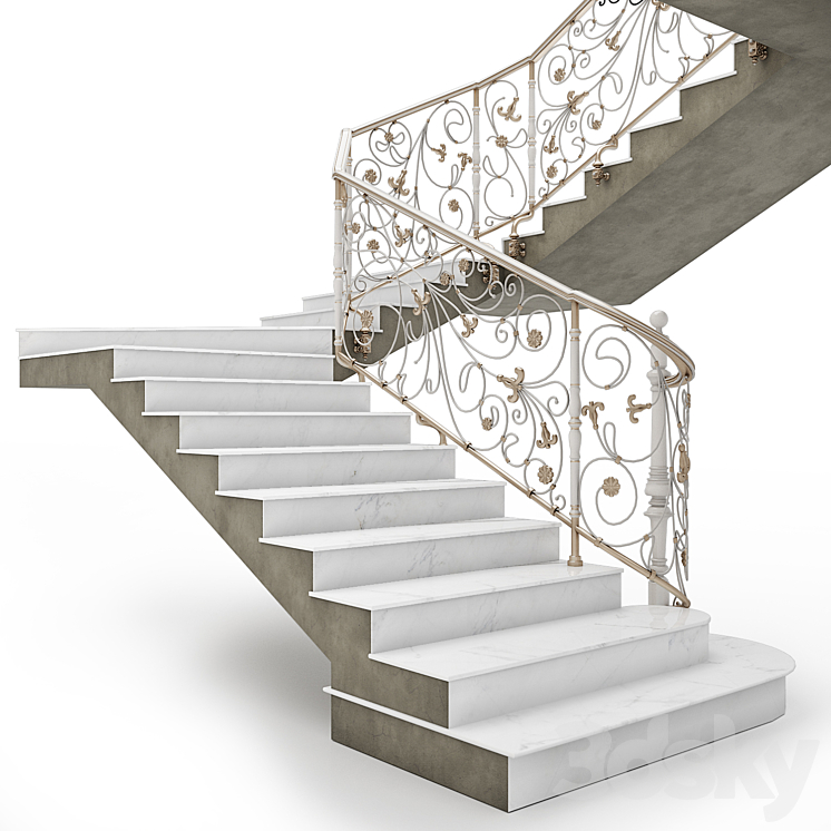 Classic staircase 3DS Max - thumbnail 1