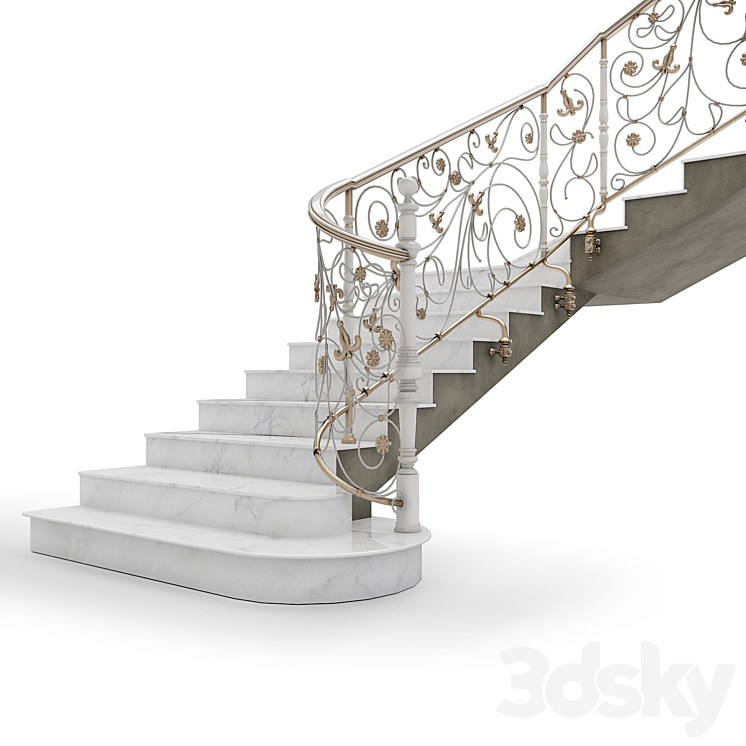 Classic staircase 3DS Max - thumbnail 2