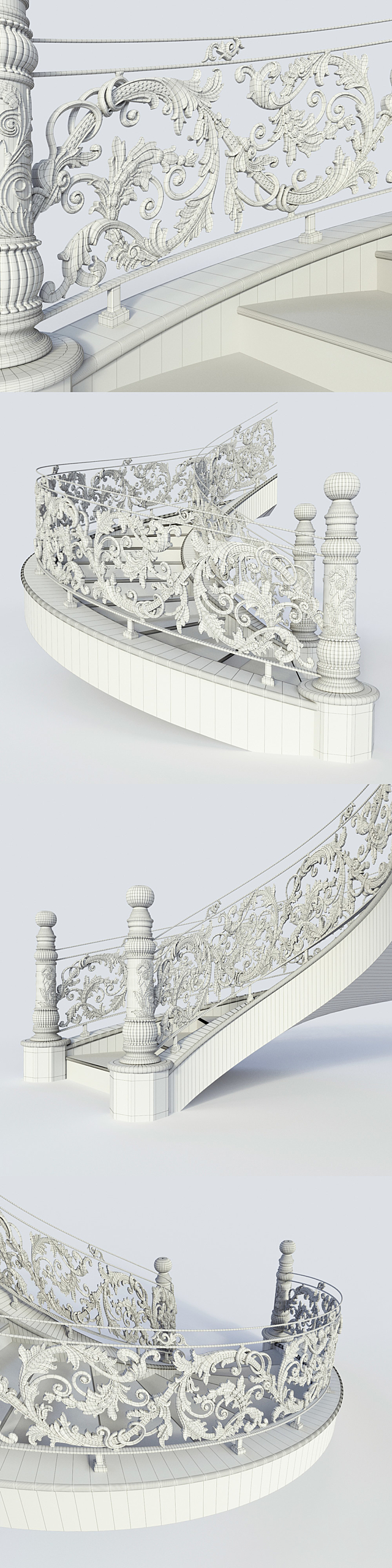 Classic staircase 3DS Max Model - thumbnail 3