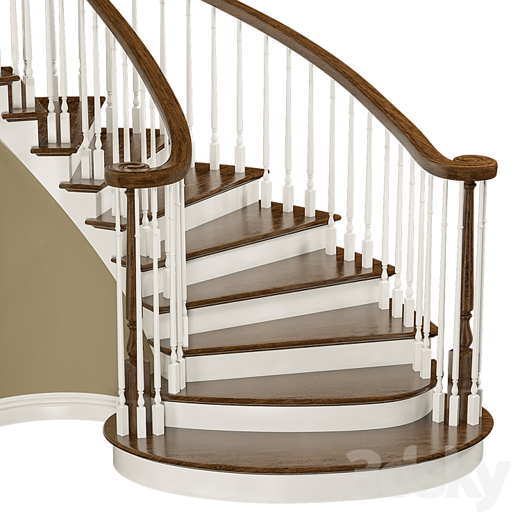 Classic style staircase 3DS Max - thumbnail 2