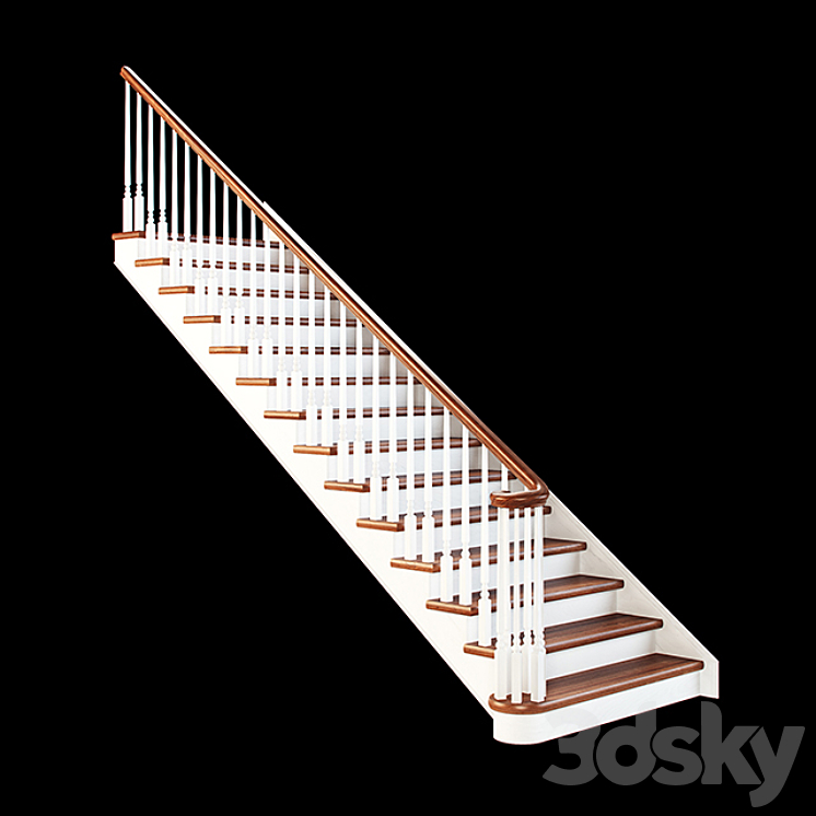 classical staircase odnomarshevaya 3DS Max - thumbnail 1