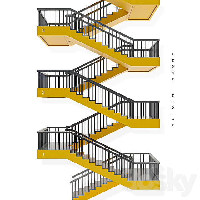 Escape-stair 3DS Max Model - thumbnail 2