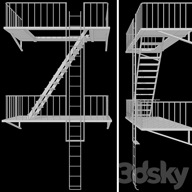 Fire escape 3DS Max Model - thumbnail 2