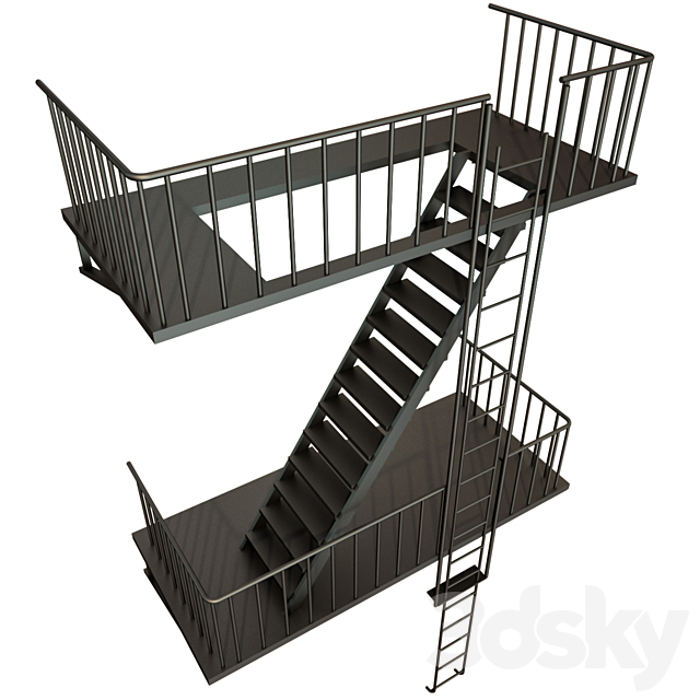 Fire escape 3DS Max Model - thumbnail 3