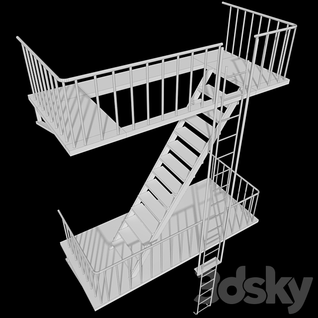 Fire escape 3DS Max Model - thumbnail 4