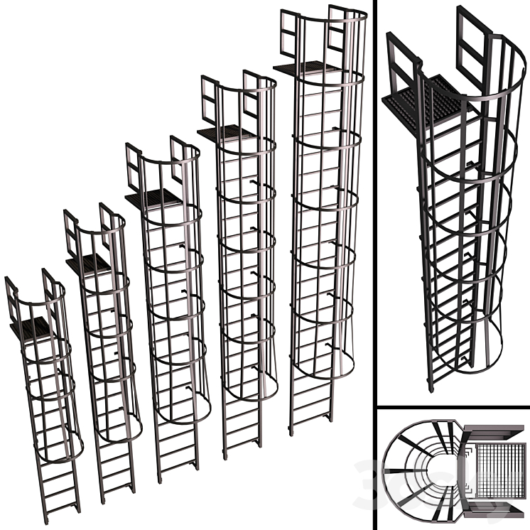 Fire escape \/ Fire safety elements 3DS Max Model - thumbnail 1