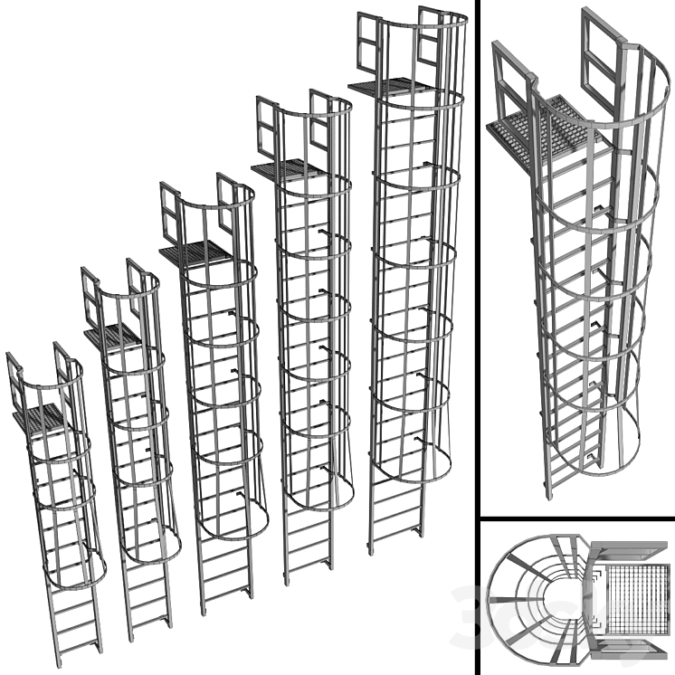 Fire escape \/ Fire safety elements 3DS Max Model - thumbnail 2