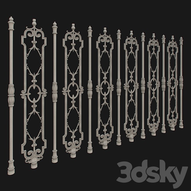 Forged balusters 3DS Max Model - thumbnail 2