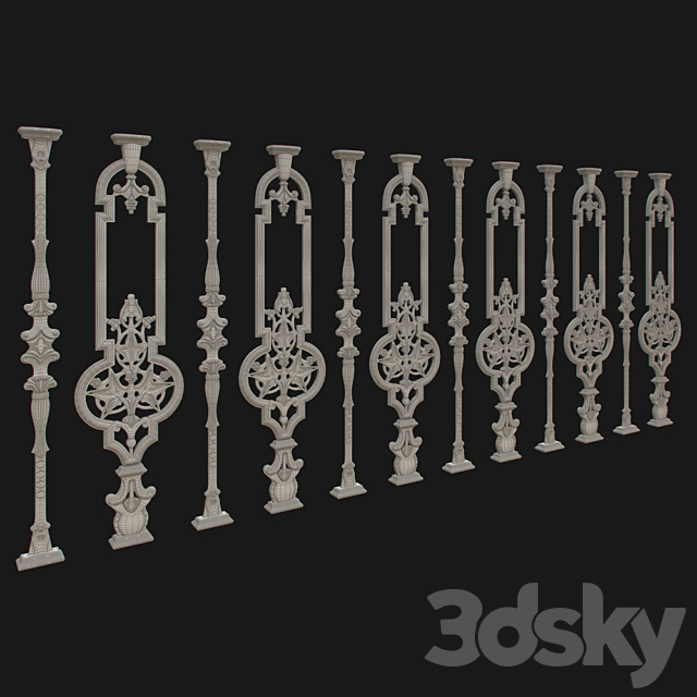 Forged balusters 3DS Max Model - thumbnail 2