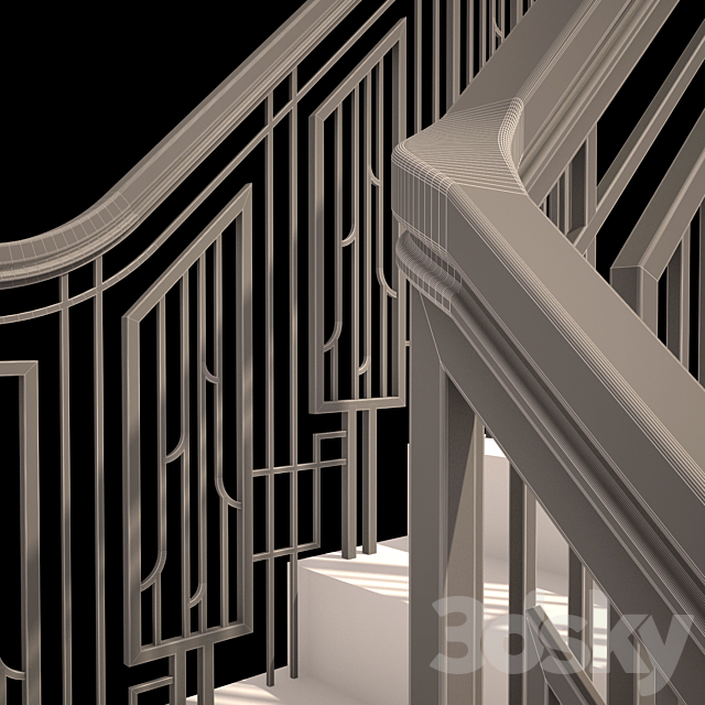 Forged guard of the Art-Deco staircase 3DSMax File - thumbnail 3