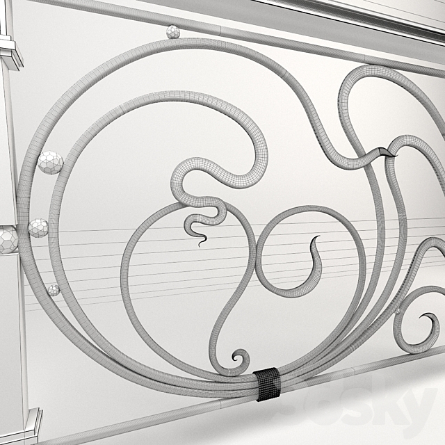 Forged railing 3DS Max Model - thumbnail 3