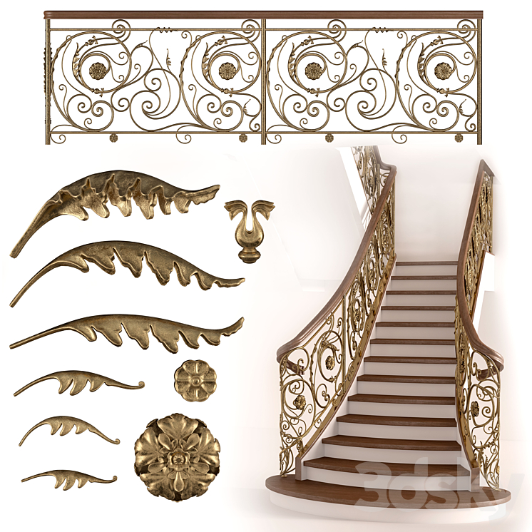 Forged stairs 3DS Max Model - thumbnail 3