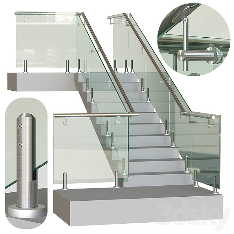 Glass railing on mini racks 4 3DS Max - thumbnail 1