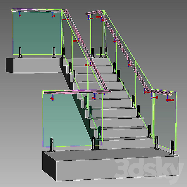 Glass railing on mini racks 4 3DSMax File - thumbnail 3