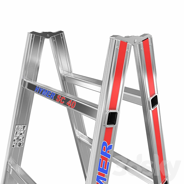 Hymer 4023 aluminum ladder 3d model 3DS Max Model - thumbnail 2