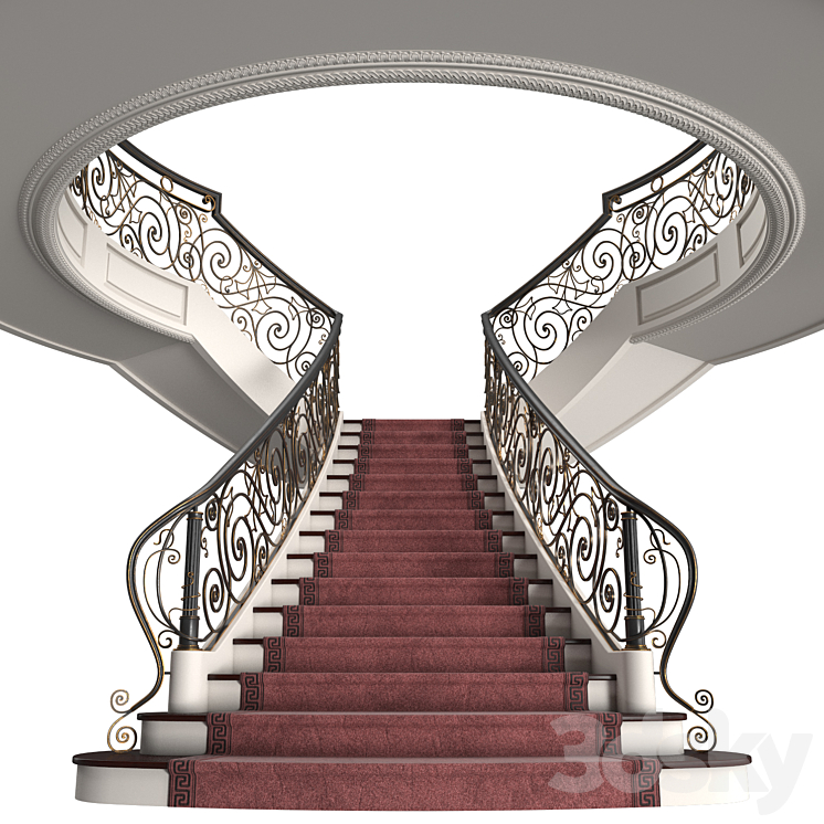 Mansion staircase 3DS Max Model - thumbnail 1