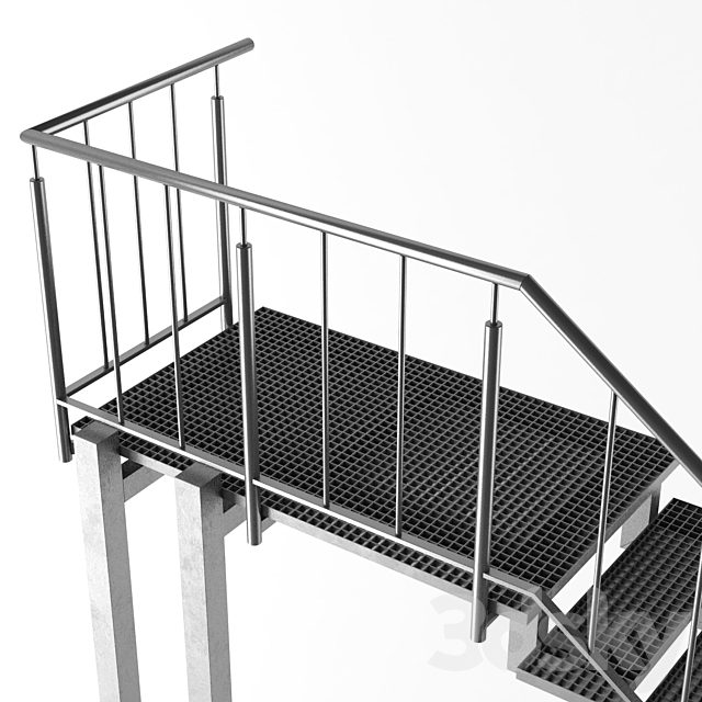 Metal outdoor stair 3DS Max Model - thumbnail 5