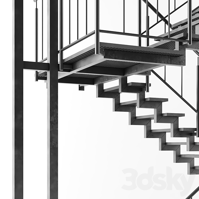 Metal outdoor stair 3DS Max Model - thumbnail 6