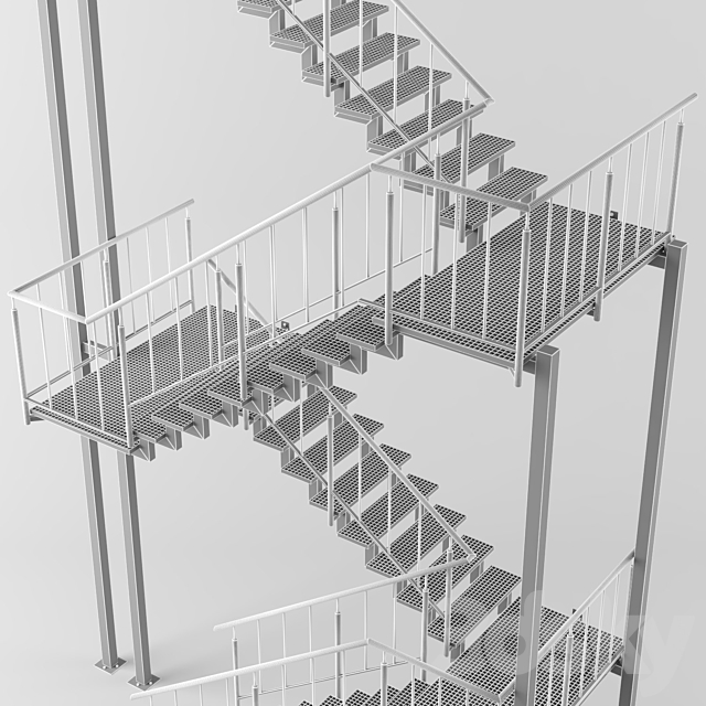 Metal outdoor stair 3DS Max Model - thumbnail 7