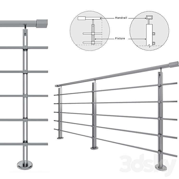 Metal Railing 3DS Max Model - thumbnail 1