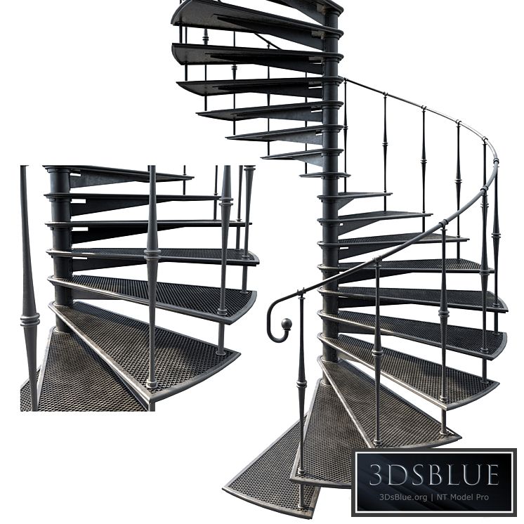 Metal spiral staircase 3DS Max - thumbnail 3