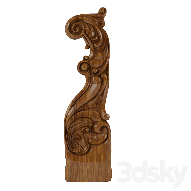 Model carved stair post 3DS Max Model - thumbnail 2