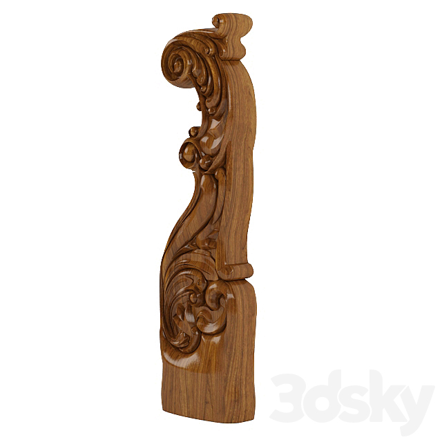 Model carved stair post 3DS Max Model - thumbnail 3