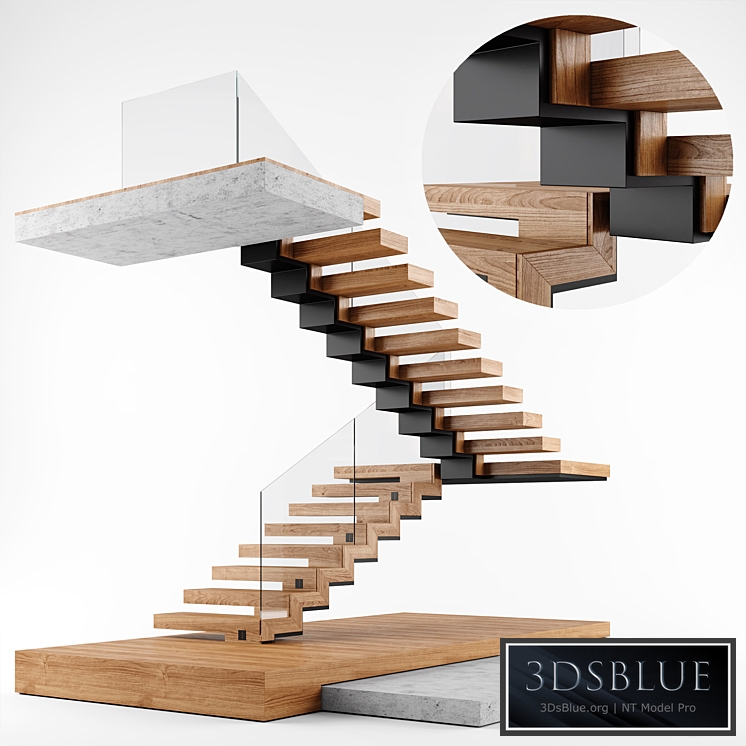 Modern interior stair 02 3DS Max - thumbnail 3