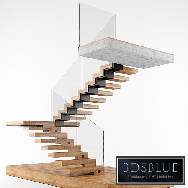 Modern interior stair 02 3DS Max - thumbnail 3